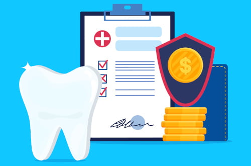 Illustration representing dental insurance coverage levels under the Canadian Dental Care Plan.